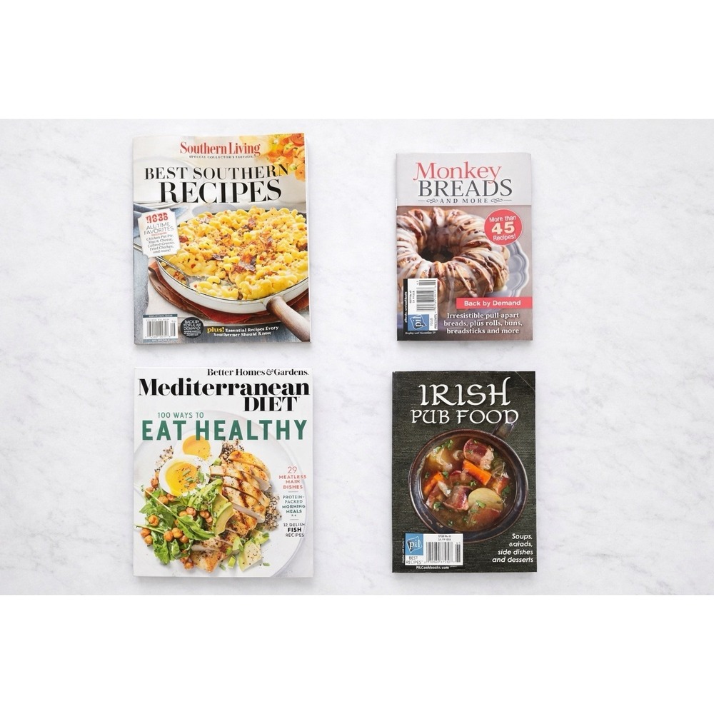Lot of 4 Cooking Magazines – Southern Living, Mediterranean Diet, Irish Pub Food